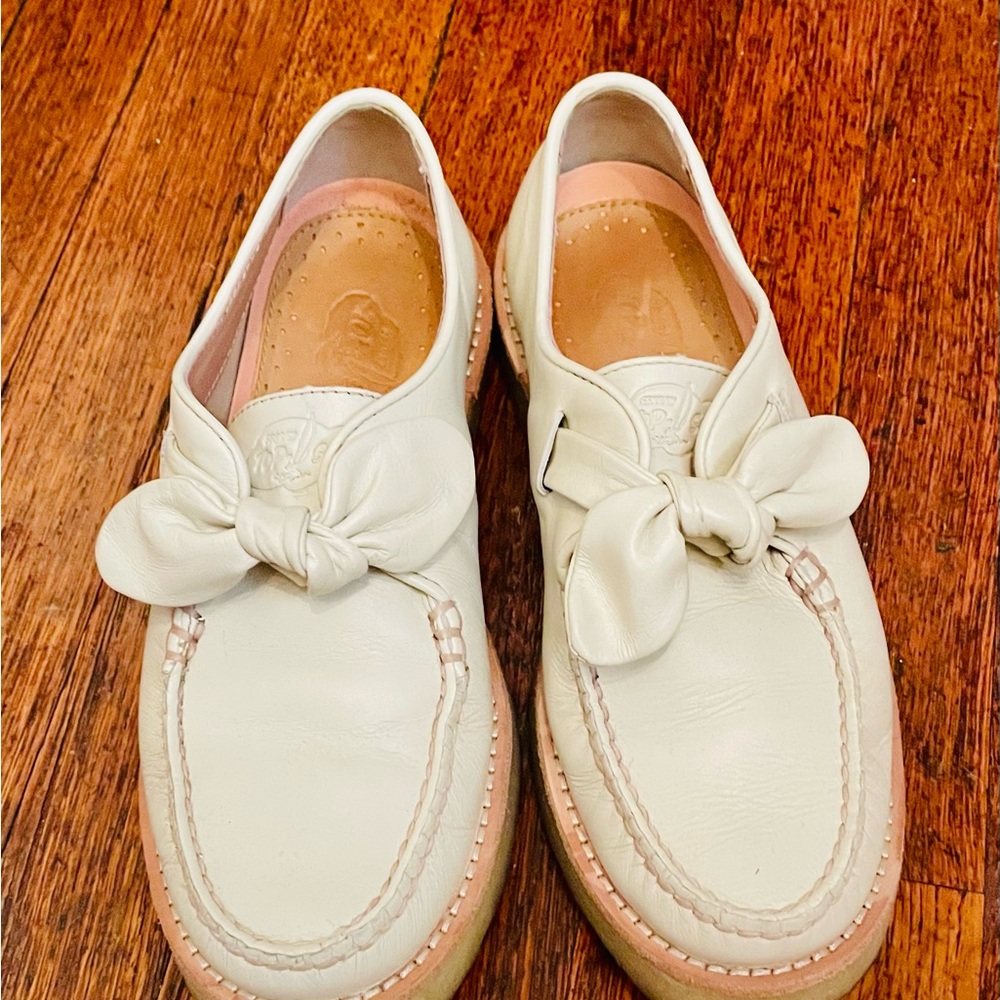 SALE-Cream Leather Loafers with Bow Detail Size 6.5 Sperry Top Sider